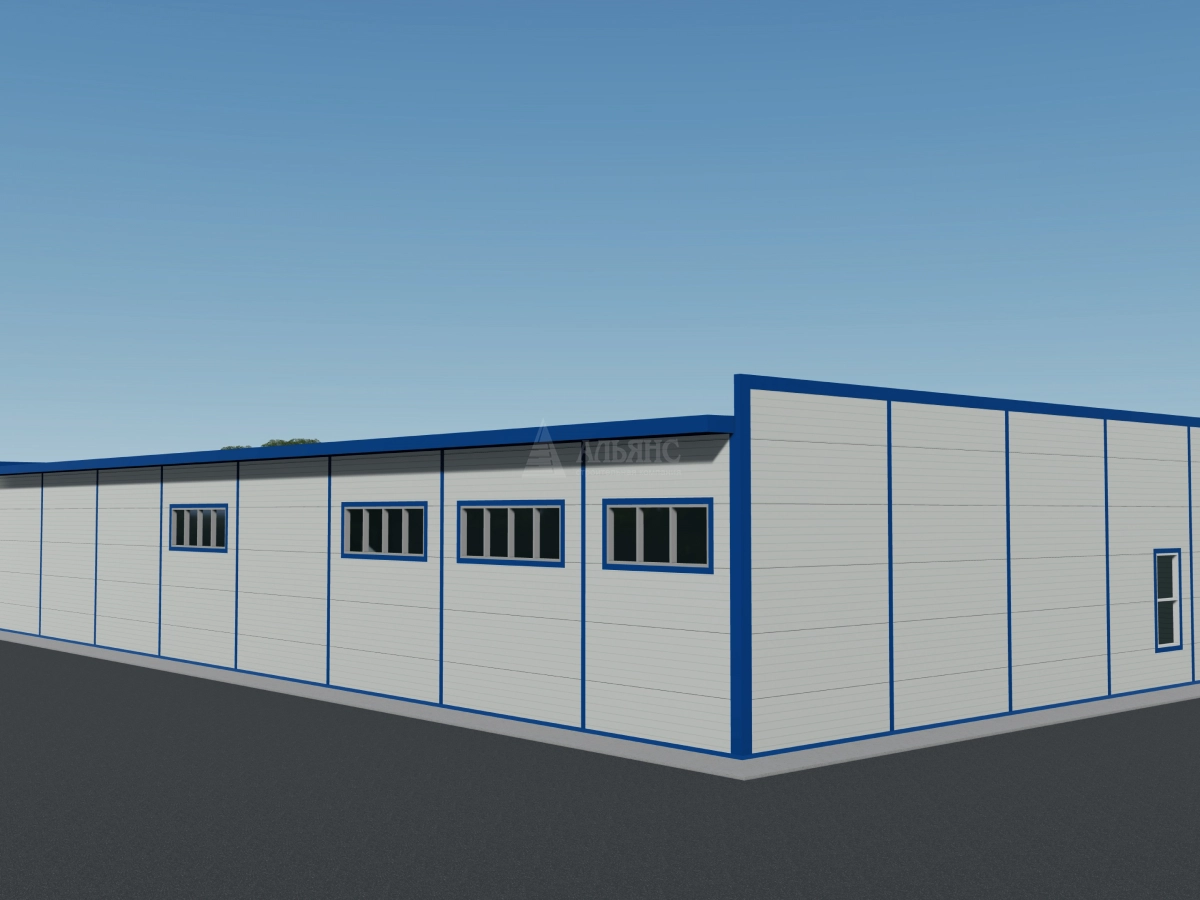3D визуализация Производственное здание из сэндвич-панелей - фото 9