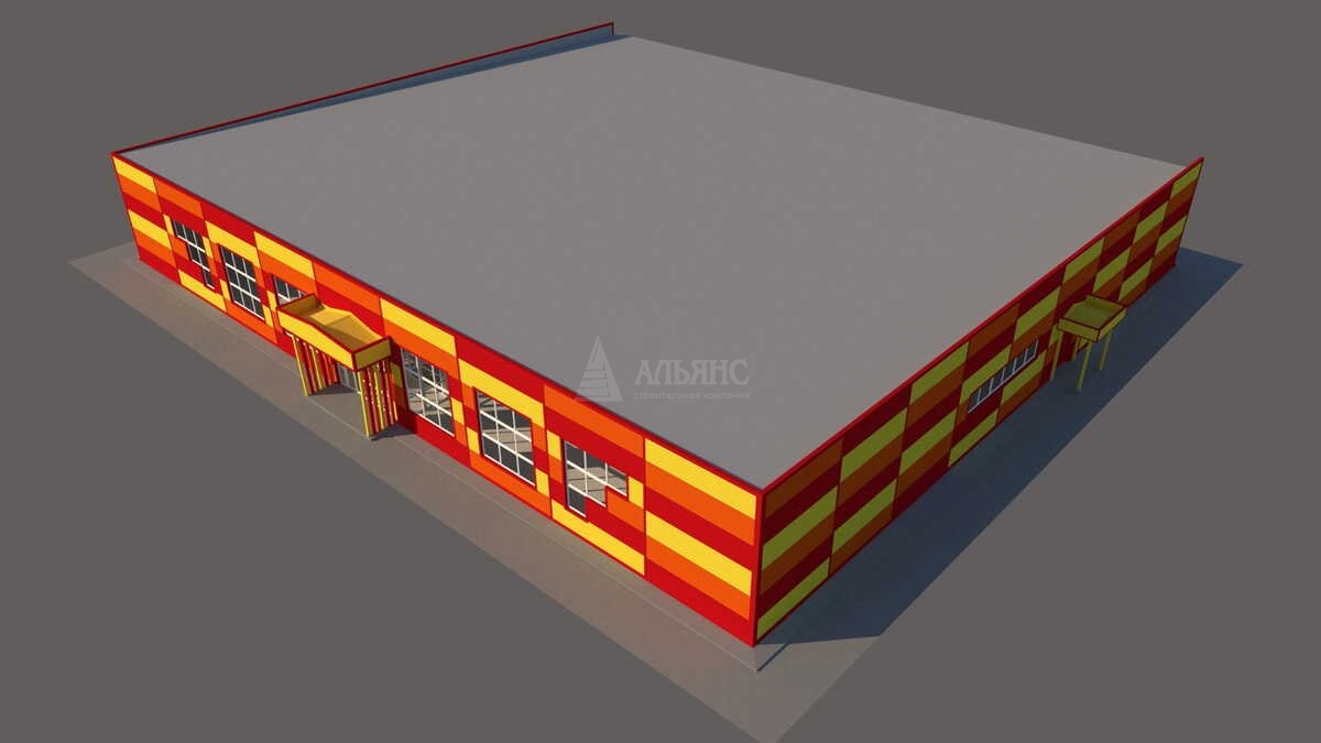 3D визуализация Торговый центр из сэндвич-панелей - фото 10